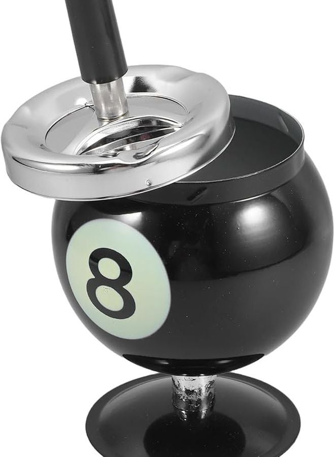 Black Metal Ashtray with Lid for Desk Office Indoor Smoking Ash Collector - Image 1